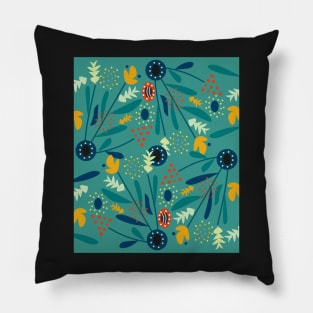 Floral dance in blue Pillow