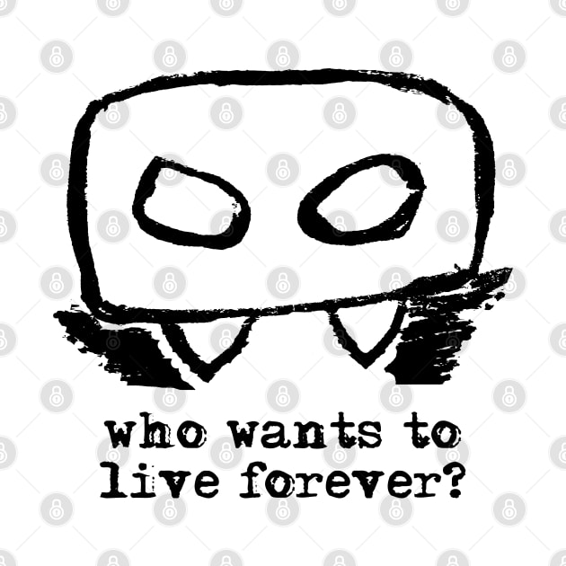 Bloody Mario - the Italian vampire (head)  – Who wants to live forever? (black on white) by Saputello