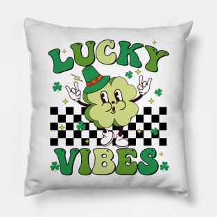 Groovy Lucky Vibes St Patrick's Day Teachers, Teacher Irish Pillow
