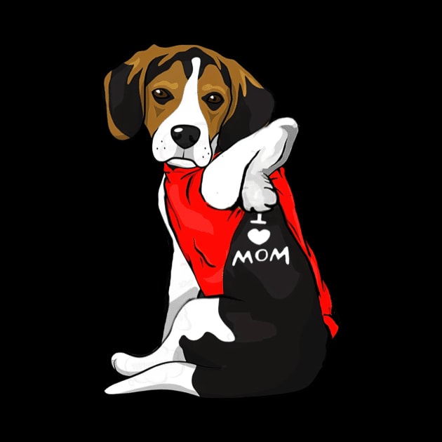 Beagle Dog Tattoo I Love Mom Cute Dog Mother's Day by Ripke Jesus