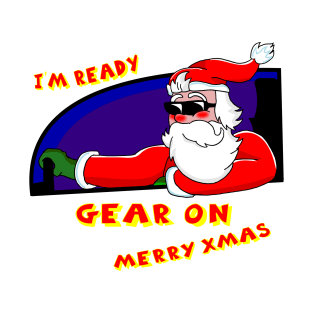 Santa Claus Driving Cool Christmas Cartoon T-Shirt