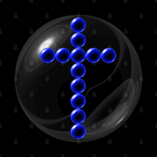 Blue Cross in Glass Ball by The Black Panther