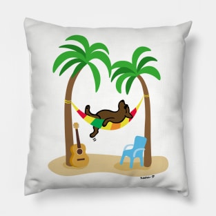 Chocolate Labrador Under Palm Trees Pillow