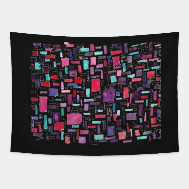 Purple Grid Tapestry by Colzo Art