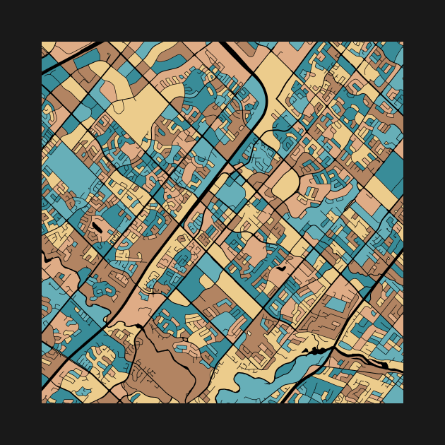 Mississauga Map Pattern in Mid Century Pastel by PatternMaps