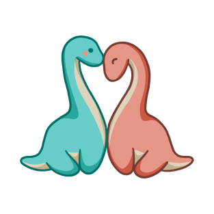 Cute long neck couple, dino, dinosaurs T-Shirt