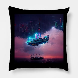 Zenith - Cyberpunk Cityscape Pillow