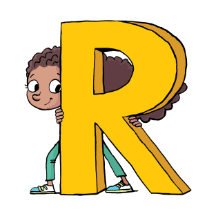 girl hides behind the capital letter R T-Shirt
