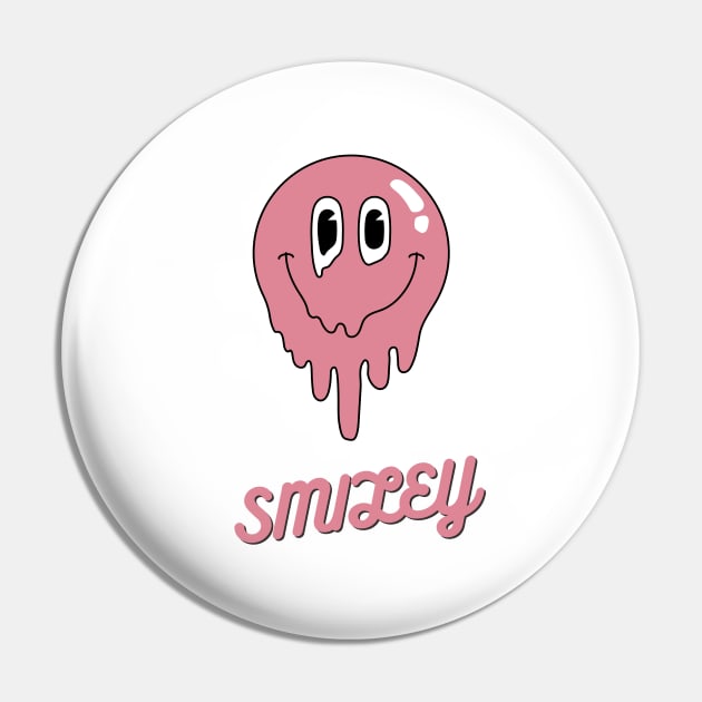 Preppy Y2K Trendy Smiley Design Cute Pink Pin by VanillaArt