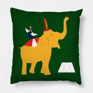 Circus Elephant and Master of Ceremony Bird Pillow