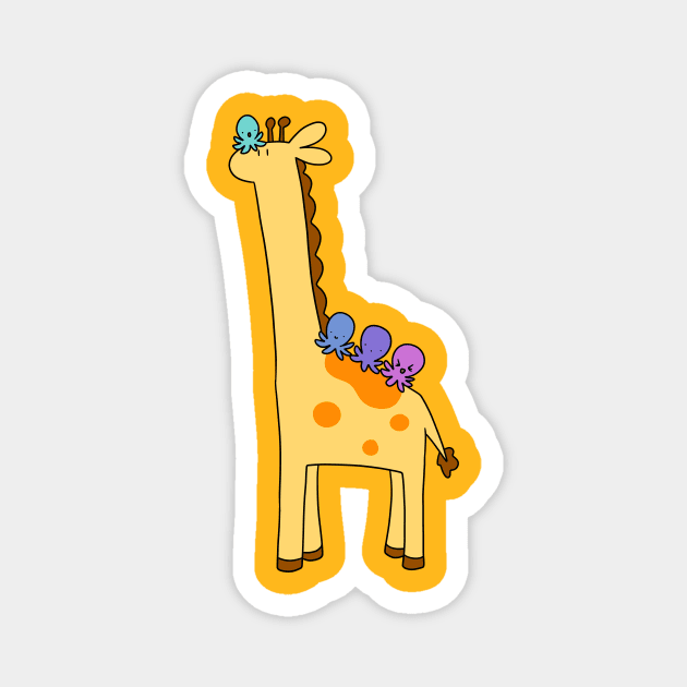 Giraffe with Octopi Magnet by saradaboru