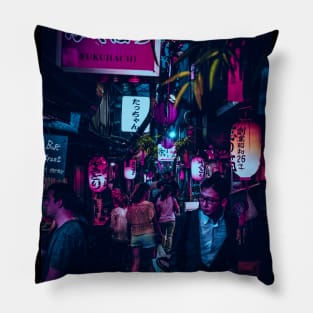 Tokyo Street Neon Synthwave Pillow