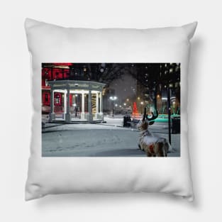 Ely Square at Christmastime Pillow