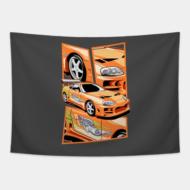 Brian's toyota supra from fast and furious Tapestry by ASAKDESIGNS