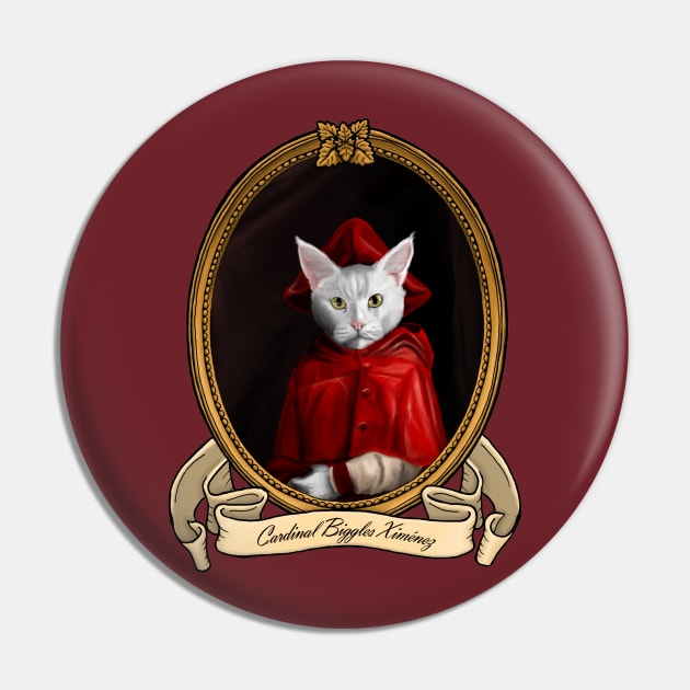 Renaissance Cat - Cardinal Biggles Ximénez (A White Cat) Pin by JMSArt