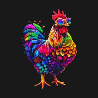 Chicken Sunglasses Farm Farmer Pop Art T-Shirt