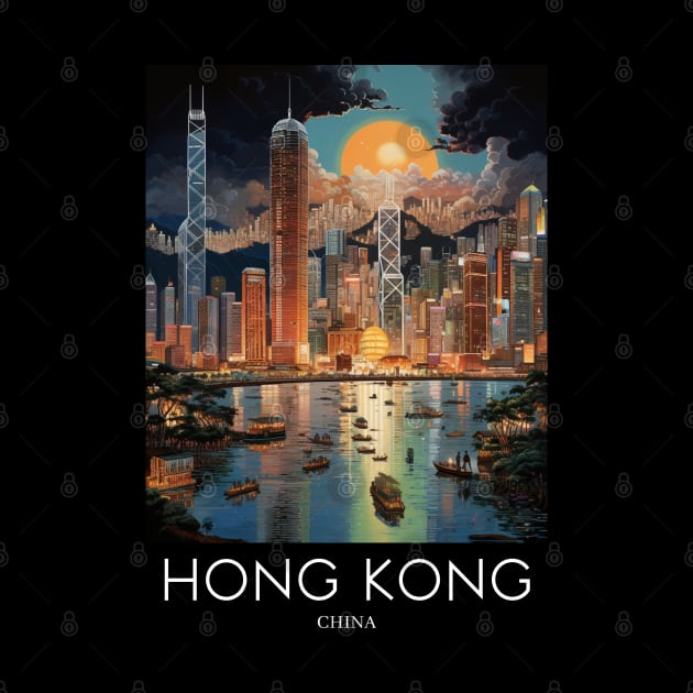 A Pop Art Travel Print of Hong Kong - China by Studio Red Koala