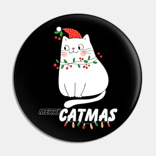 Cute Cat Merry Christmas Cat Lovers Santa Pajama Pin