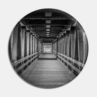 Riverwalk Covered Bridge New Hampshire Black and White Pin