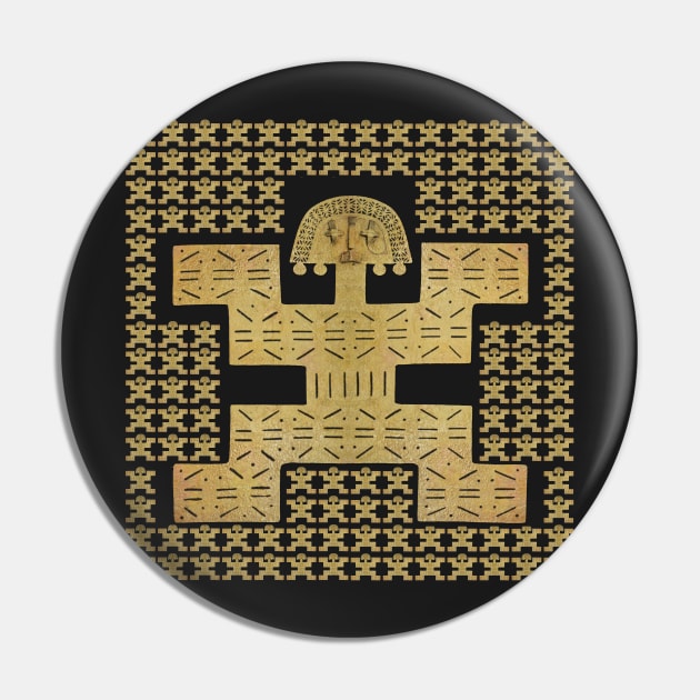 Digital Rendering of a Pre-Columbian Pectoral Pattern in Gold Leaf on Black Pin by Diego-t