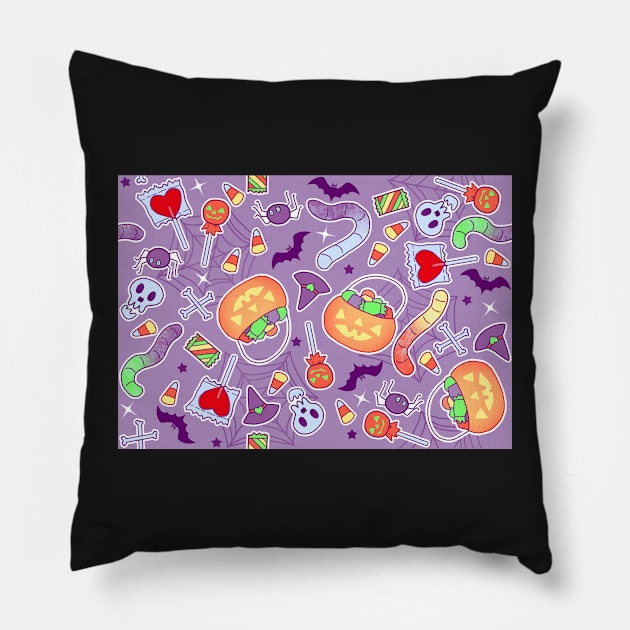 Halloween Treats on Purple Pillow by FrostedSoSweet