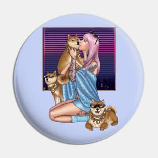 Kimono girl with Shibas Pin