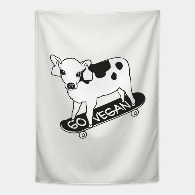 Skateboarding Baby Calf  Vegan Tapestry by huebucket