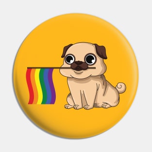 Pride LGBT Gay Bi Lesbian Transgender Pug Rainbow Flag Pin