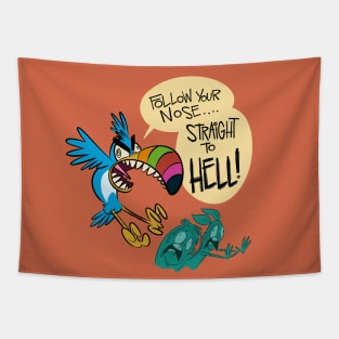 Cursed Tropical Bird Cereal Mascot Tapestry