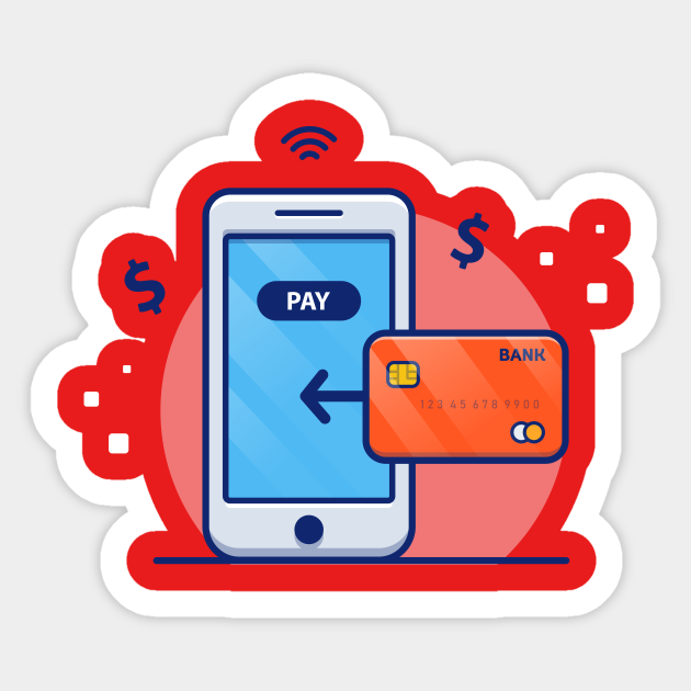 Handphone With Payment Application And Bank Card Cartoon Handphone Sticker Teepublic Uk Handphone With Payment Application And Bank Card Cartoon Handphone Sticker Teepublic Uk