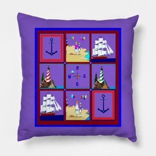 A Nautical Quilt with Clipper Ships Pillow