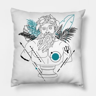 Funny Hipster Greek God Poseidon Roman God Neptune Pillow