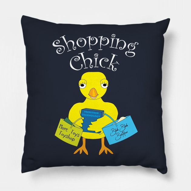 Shopping Chick White Text Pillow by Barthol Graphics
