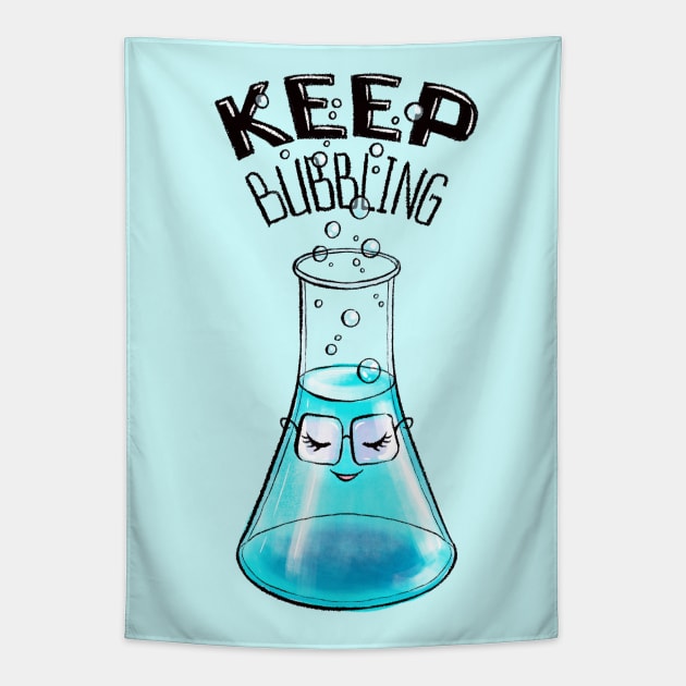 Cute Flask Character Nerdy Chemistry Lab Art Tapestry by Boriana Giormova