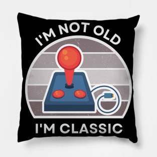 I'm not old, I'm Classic | Joystick | Retro Hardware | Vintage Sunset | '80s '90s Video Gaming Pillow