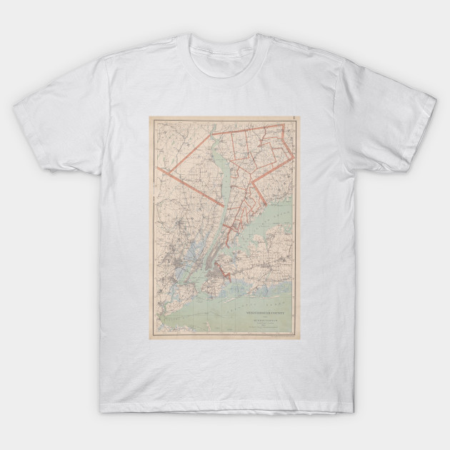 Vintage Map Of Westchester County Ny 1893 Westchester County T Shirt Teepublic