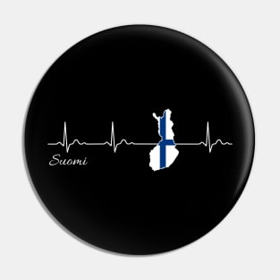 Finland Suomi Heartbeat Flag Pin