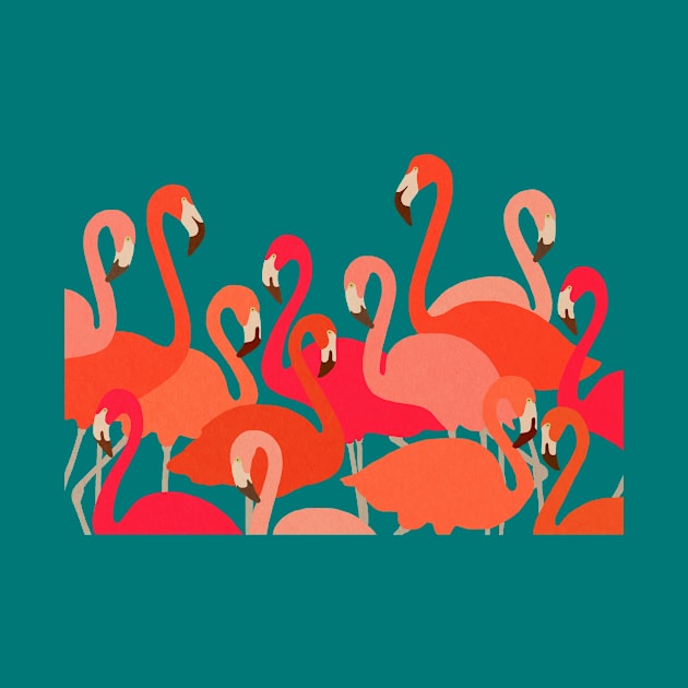 Pink flamingos by JulyPrints