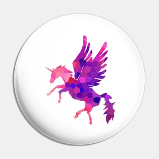 Pink Mosaic Pattern Unicorn Pegasus Pin