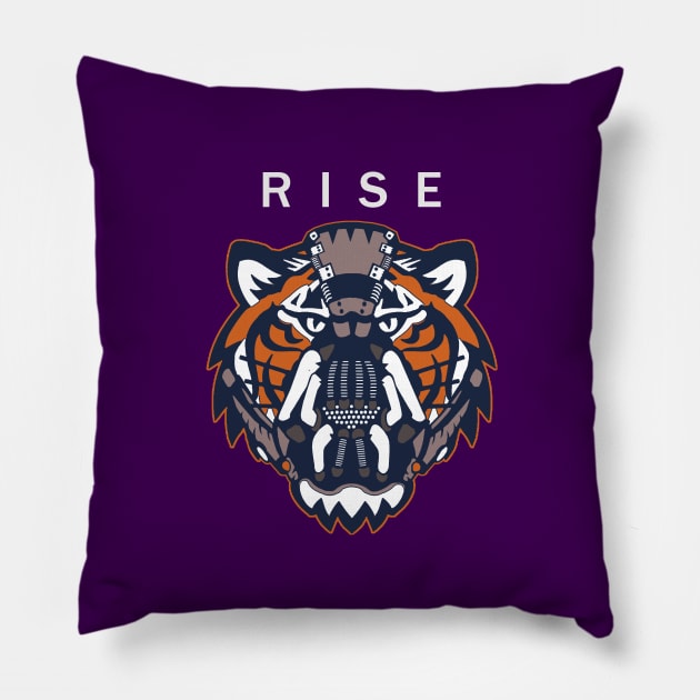 Rise Tiger Pillow by CineFluxProd