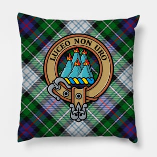 Clan MacKenzie Crest over Dress Tartan Pillow