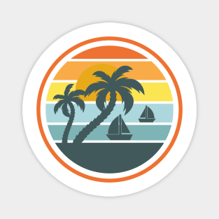 Retro Style Sunset Beach Palm Tree Magnet