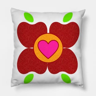 Pink Heart Flower Fruit Art Pillow