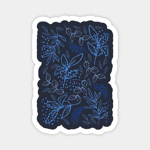 Light Blue leaves pattern Magnet by PedaDesign