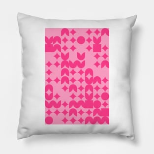 Girly Pinkish Geometric Pattern - Flowers & Stars #8 Pillow