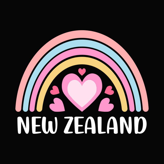 New Zealand Rainbow Heart Gift for Women and Girls by JKFDesigns