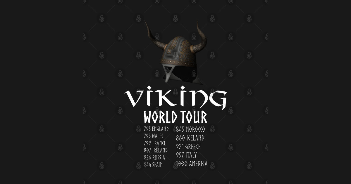 T-shirt Viking World Tour - Homme/Femme - Noir - Coton - Crazy Tee Shirts