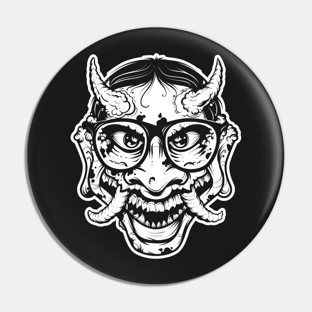 Happy Hipster Hannya Pin by AlchemyStudio