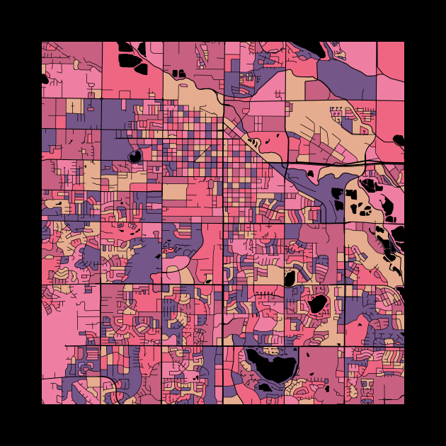 Fort Collins Map Pattern in Purple & Pink by PatternMaps