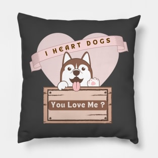 I Heart Dogs Dogs Lover T-Shirt Pillow